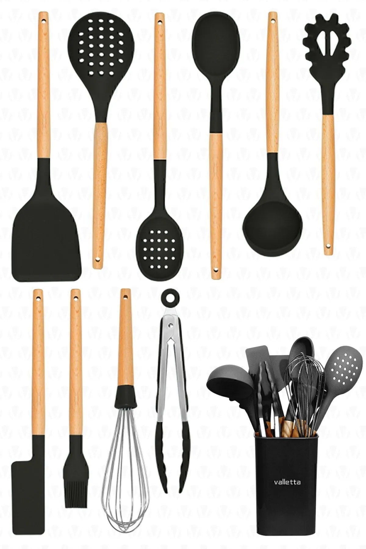 Matis 11 Piece Silicone Kitchen Set - Black