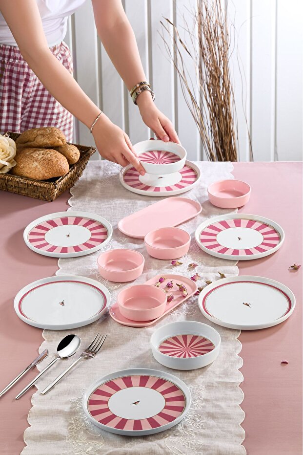 14 Piece Lovely Birds Breakfast 6 Person Set