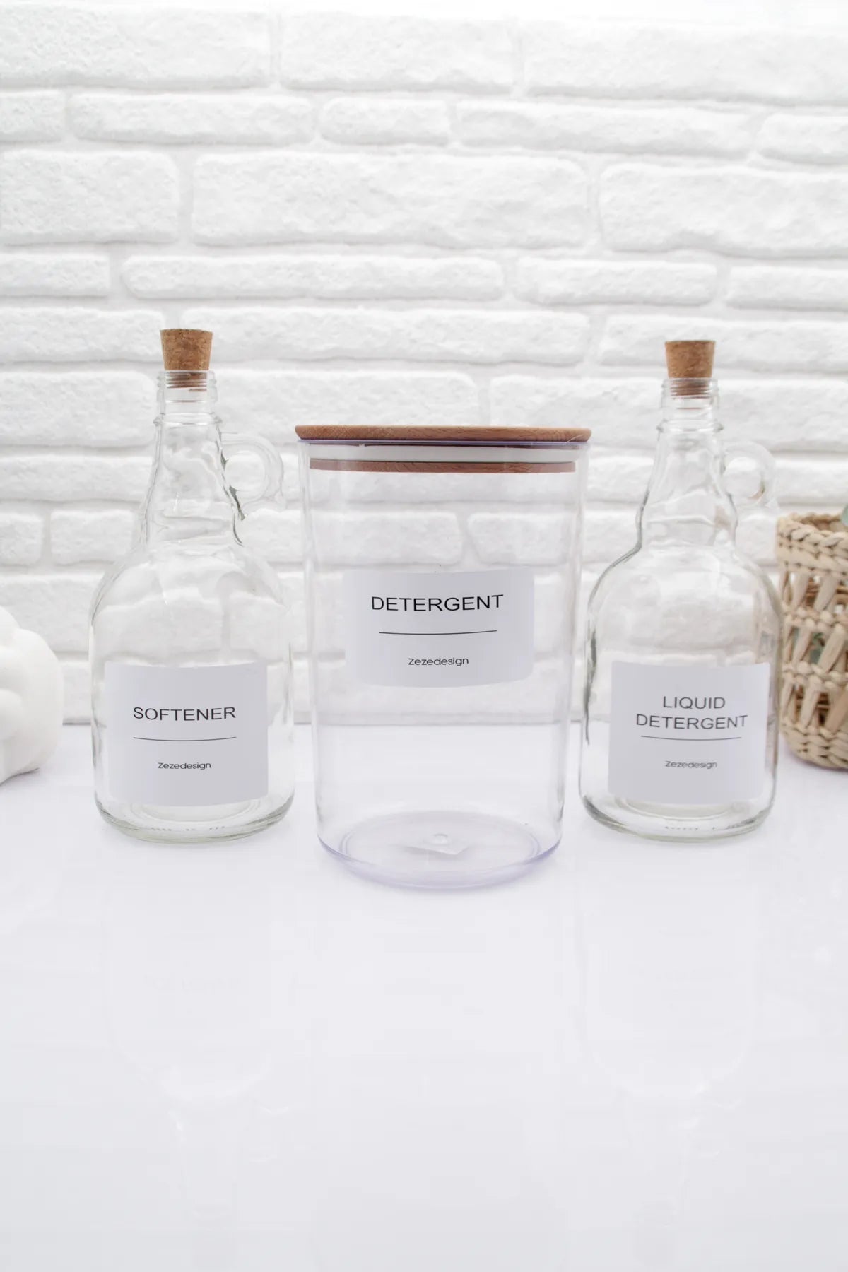 Wooden Lid 3 Piece Laundry Set