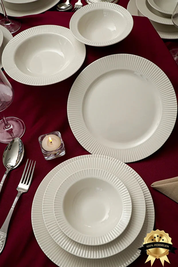 Elif 18 Piece Porcelain Dinner Set for 6 People