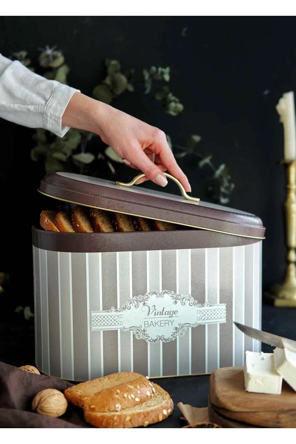 Vintage Elegance Metal Bread Storage Container