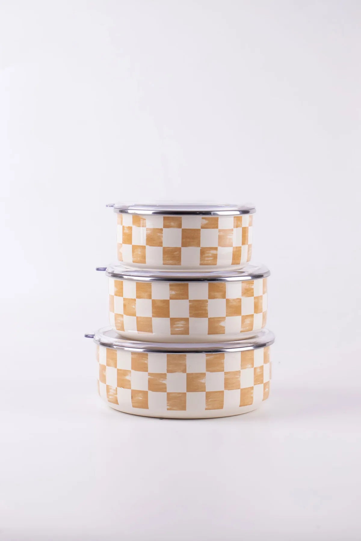 Beige Enamel Trio Storage Box Set