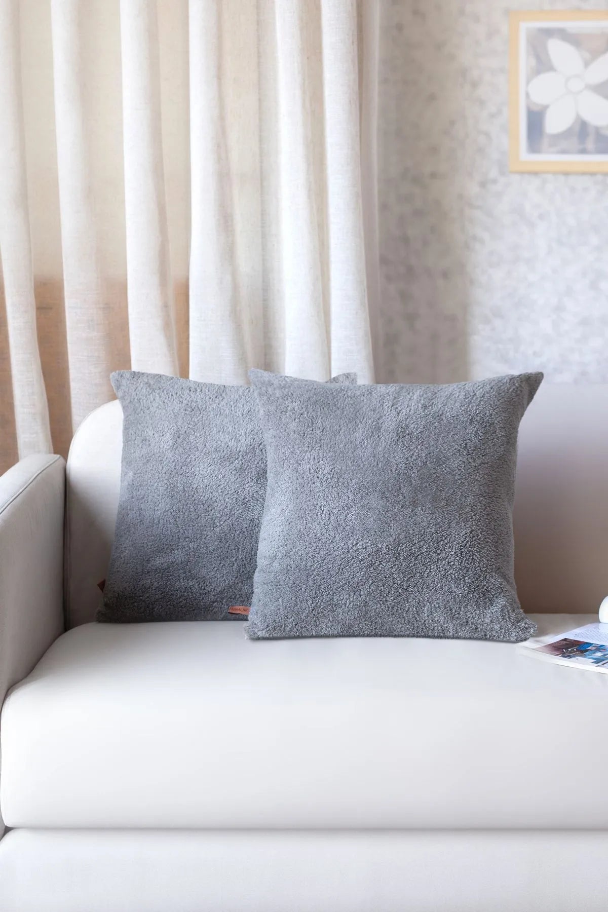 Teddy Puffy Decorative Pillowcase Scandinavian Bohemian Design (2 Piece)