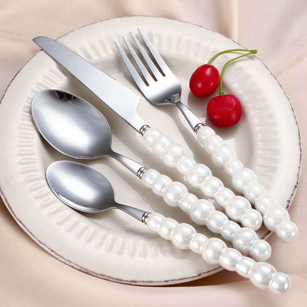 Modern White Pearl Cutlery Set