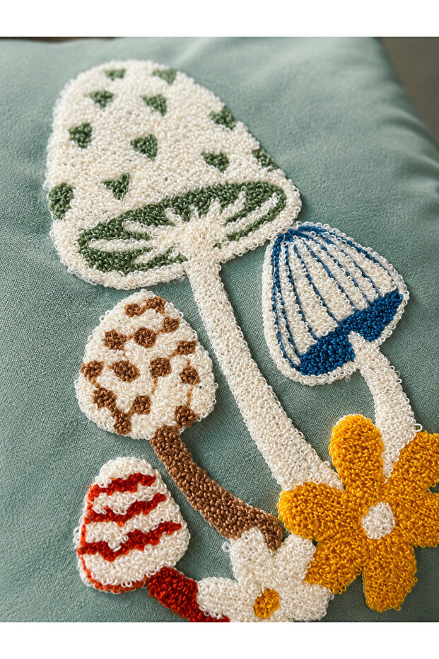 Embroidered Cushion Cover 43x43 cm – Mushroom