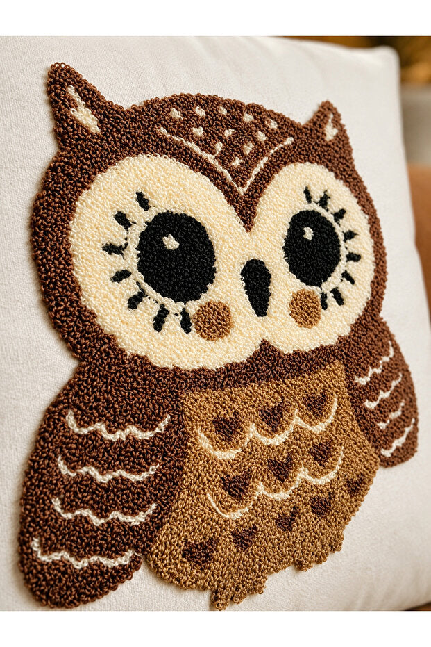 Embroidered Cushion Cover 43x43 cm – Owl