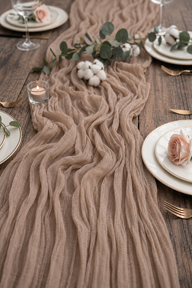 Nuvé Cotton Tulle Table Runner – Beige