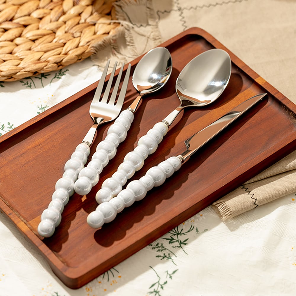 Modern White Pearl Cutlery Set