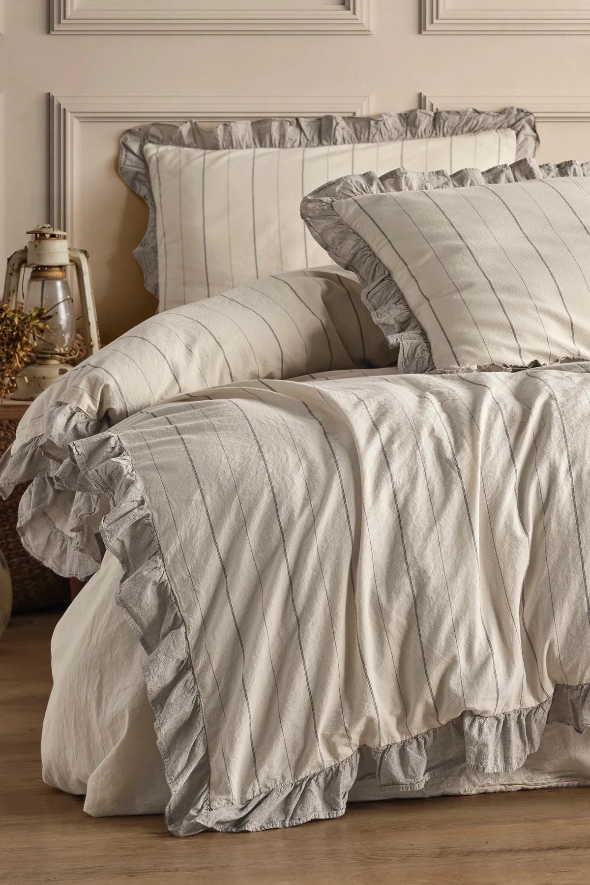 Bragi 100% Cotton Ruffle Washable Duvet Cover Set
