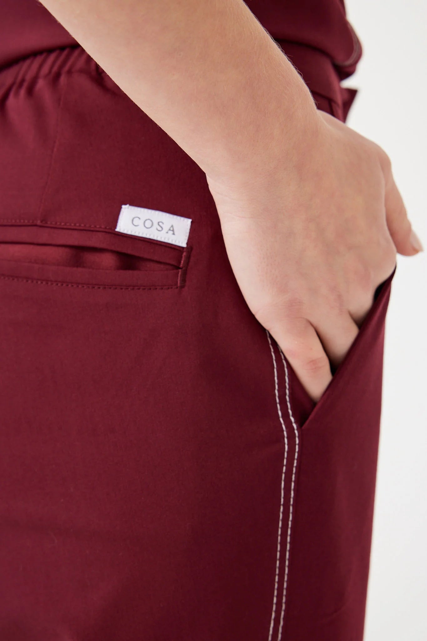 Cosa Fortius® Women's Contrast Stitch Trousers - Burgundy