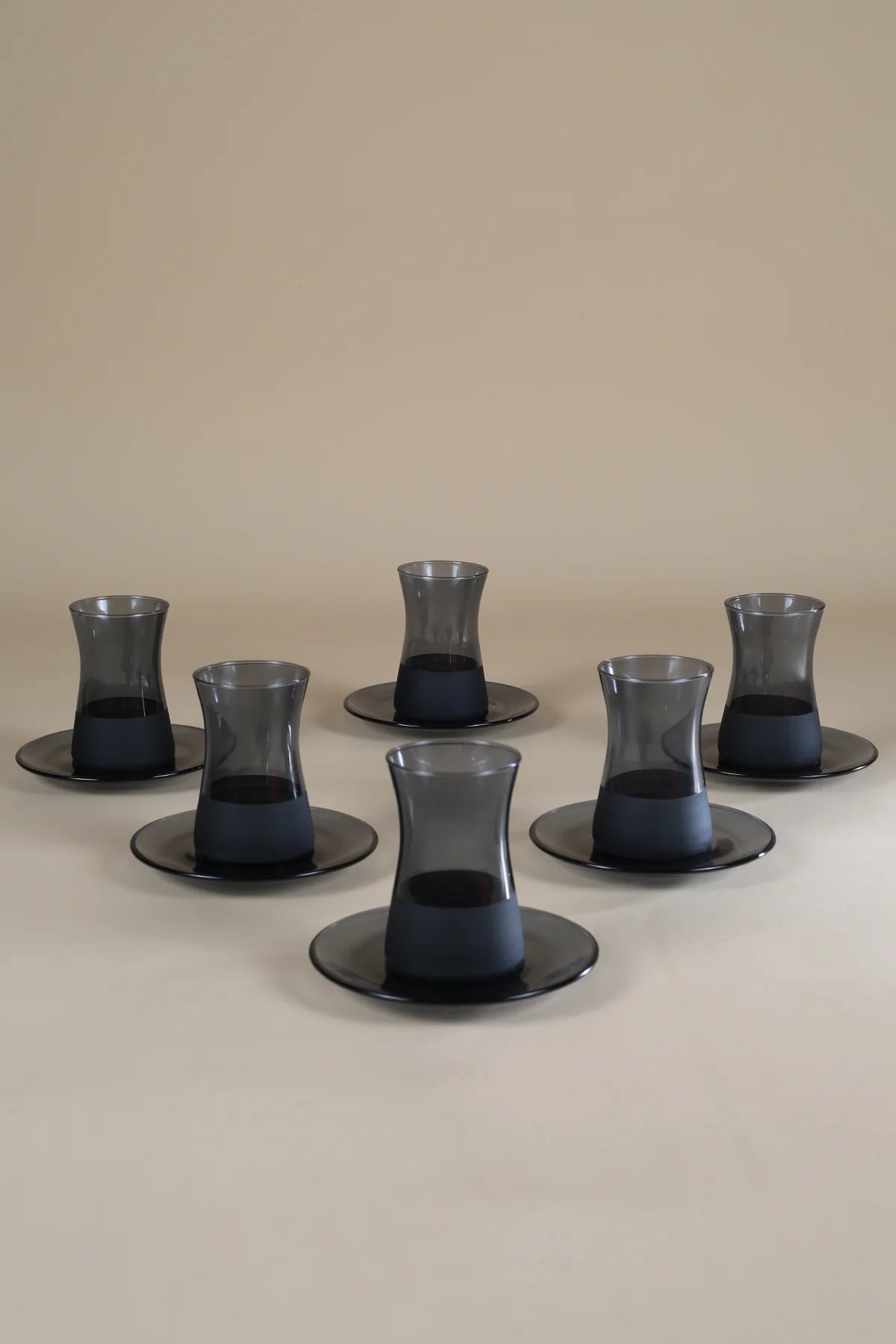 Matte 12 Piece Tea Set Black 170 cc