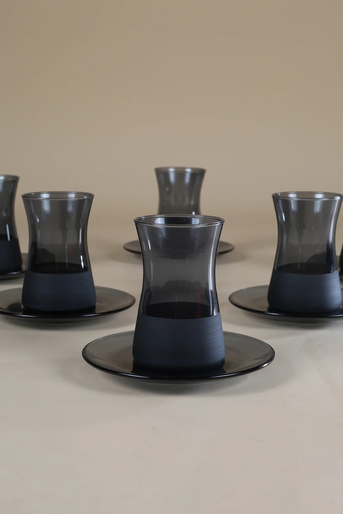 Matte 12 Piece Tea Set Black 170 cc