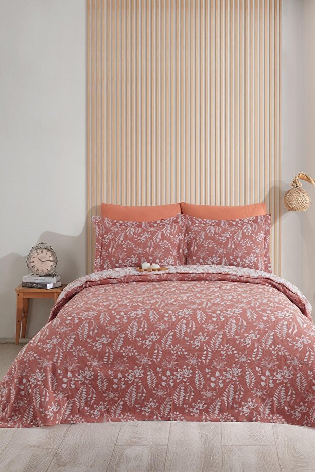 Mokka Linen Bedspread Set - Cinammon