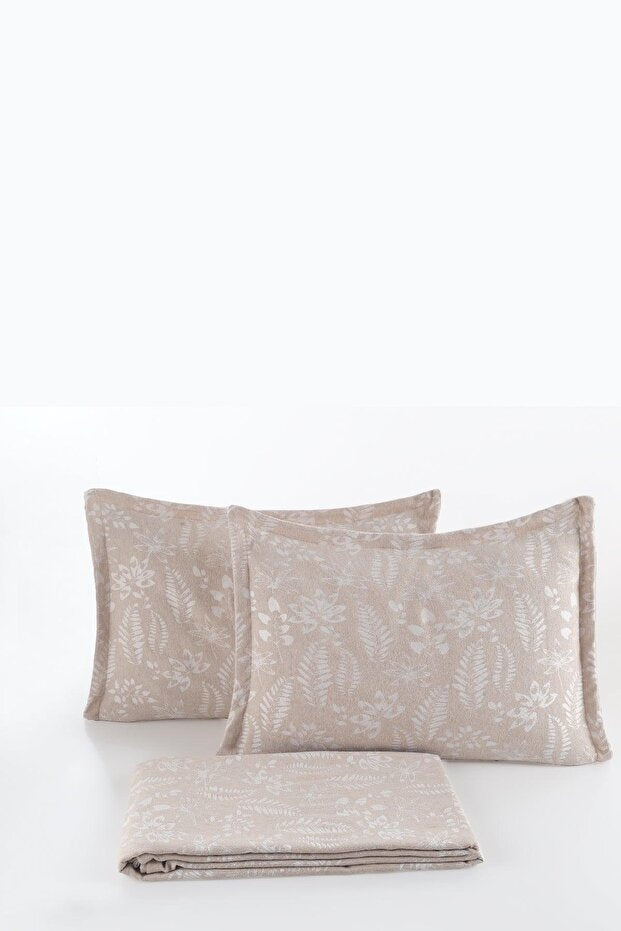 Mokka Linen Bedspread Set - Ecru