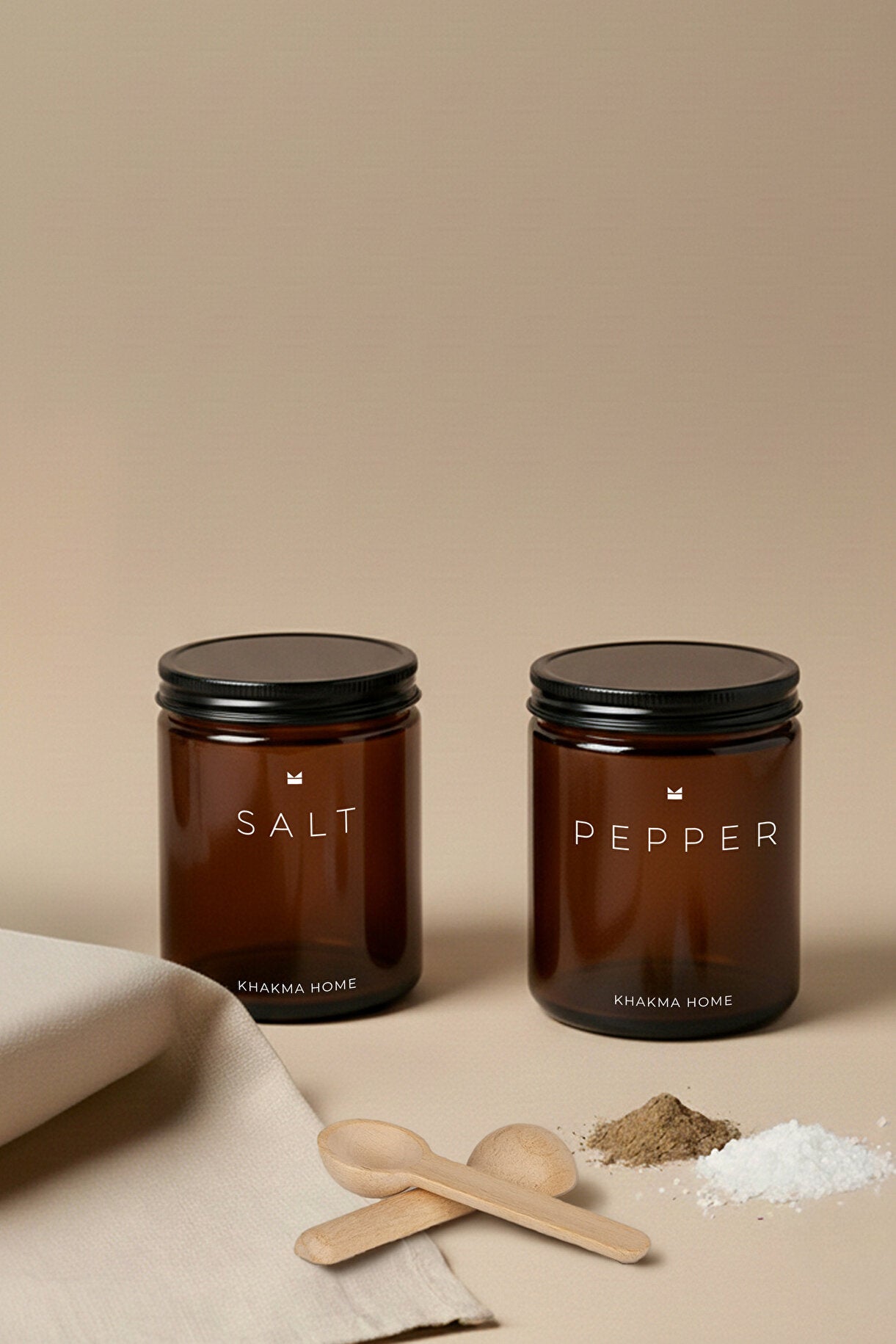 Amber Glass Spice Jar 2 Piece Set