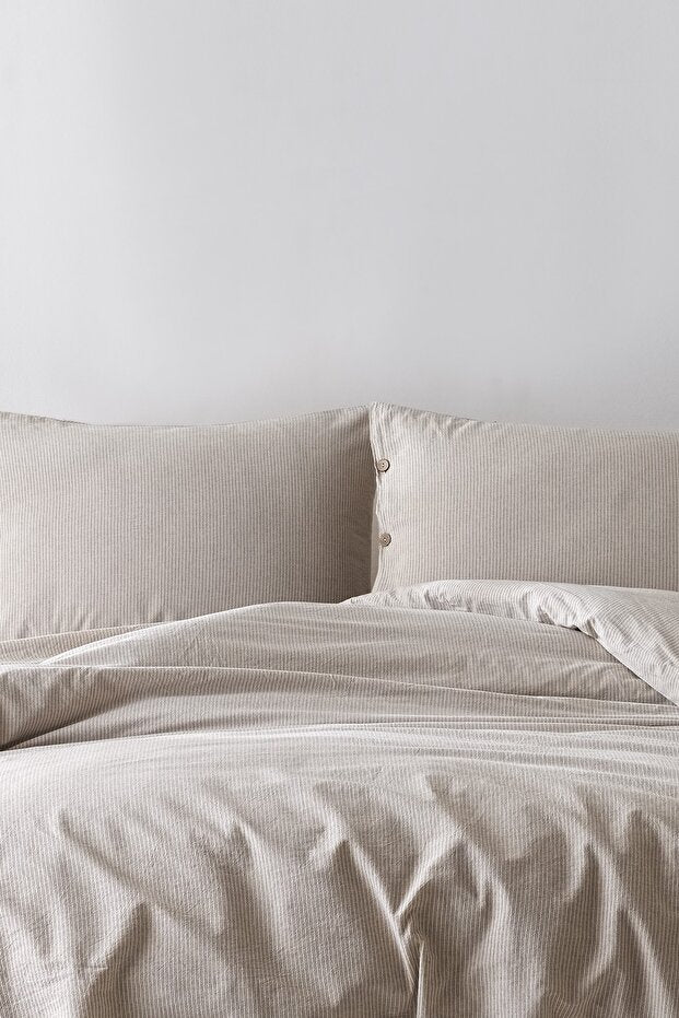 Shirt 100% Cotton Washable Vintage Duvet Cover Set - Brown