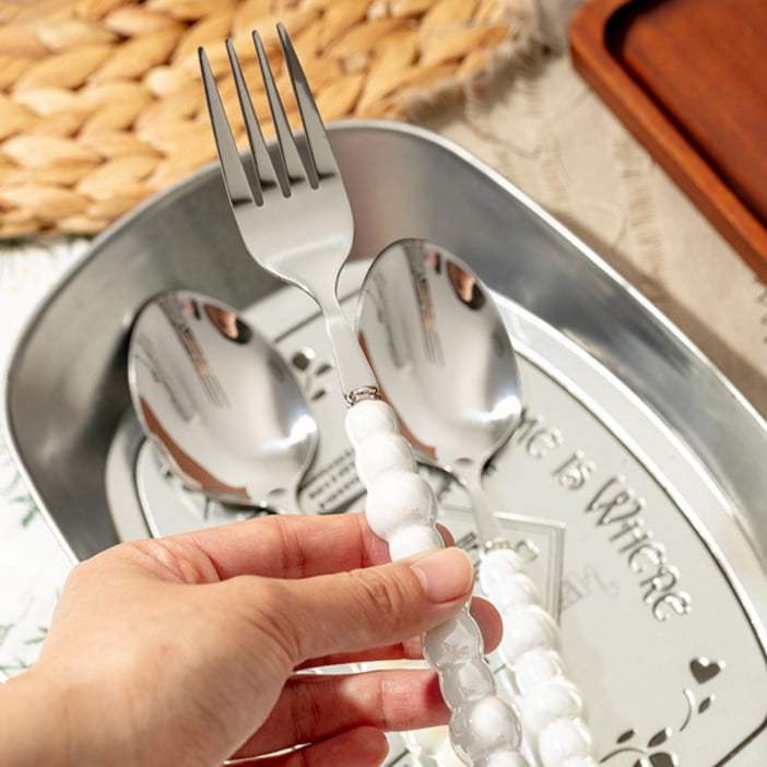 Modern White Pearl Cutlery Set