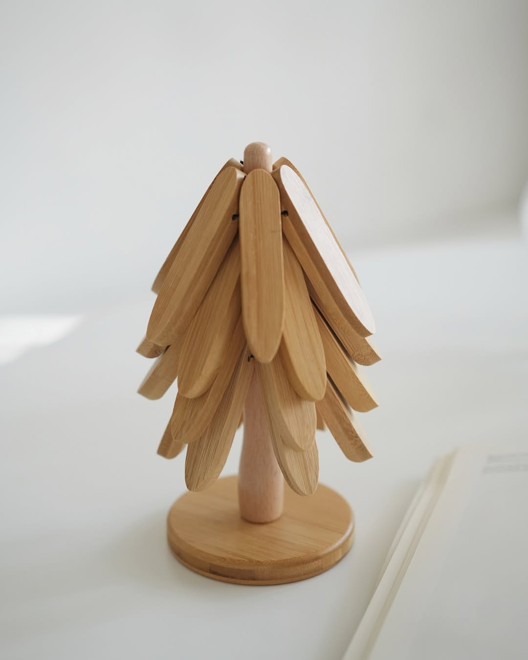 4 Piece Bamboo Trivet with Stand