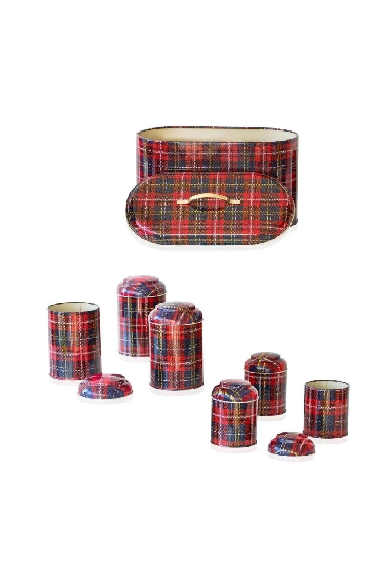 Plaid Metal Storage Containers Set of 7