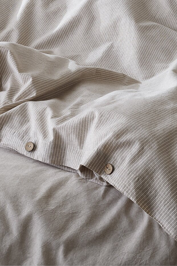 Shirt 100% Cotton Washable Vintage Duvet Cover Set - Brown