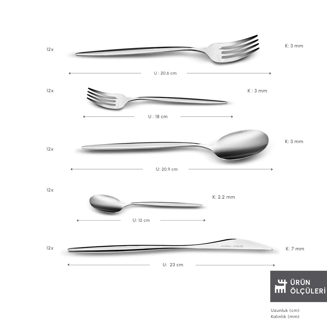 Lisbon Platinum 12 Person 60 Piece Cutlery Set