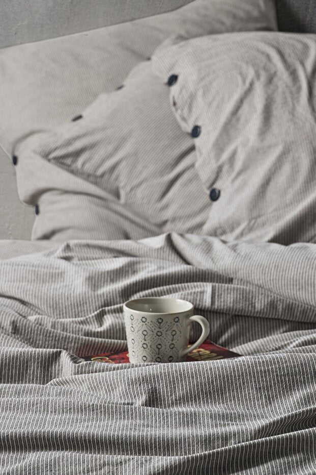 Shirt 100% Cotton Washable Vintage Duvet Cover Set - Anthracite