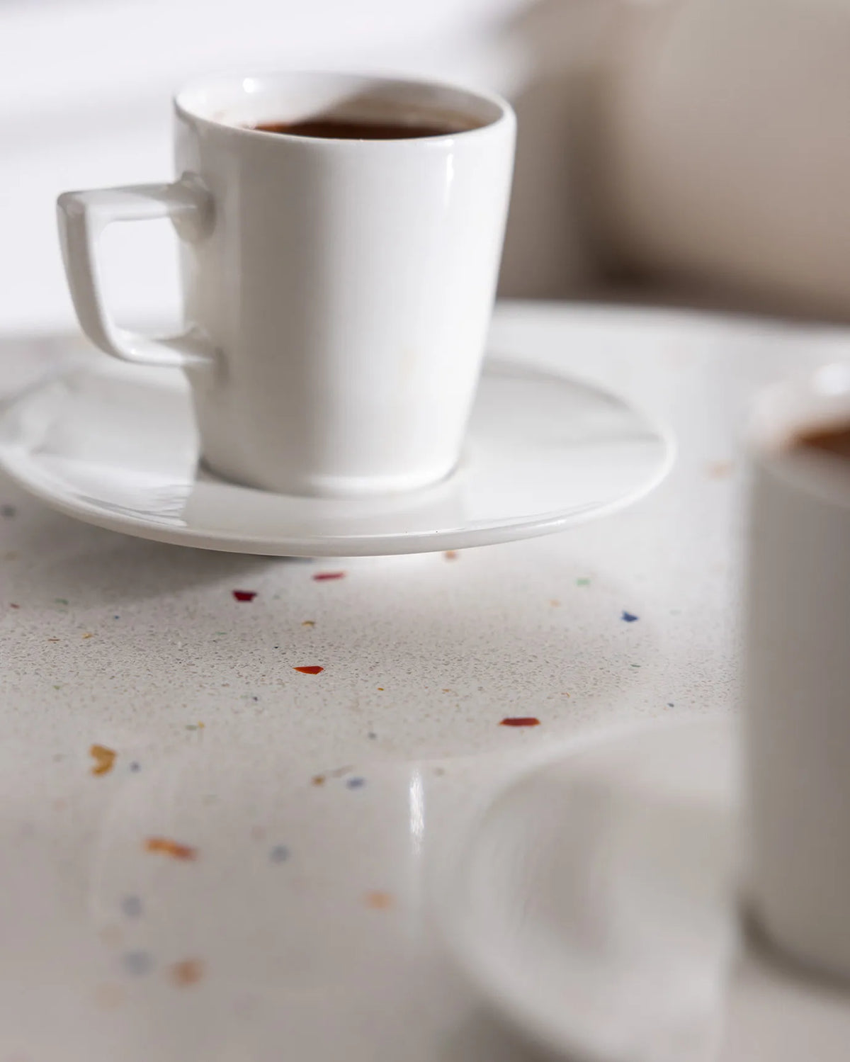 Rain Porcelain Coffee Cup 6 Person Set – White
