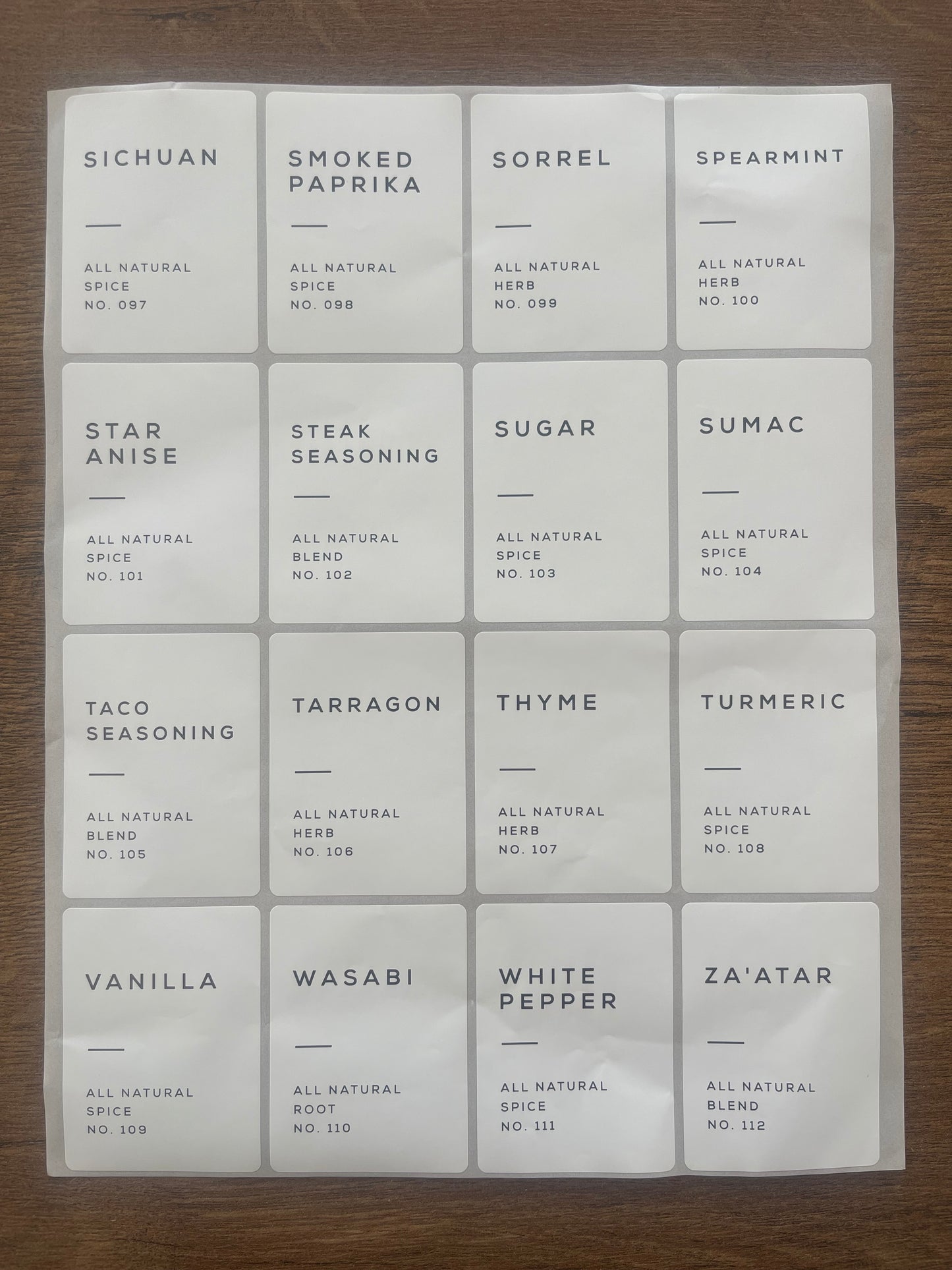Spice Labels 160 pcs