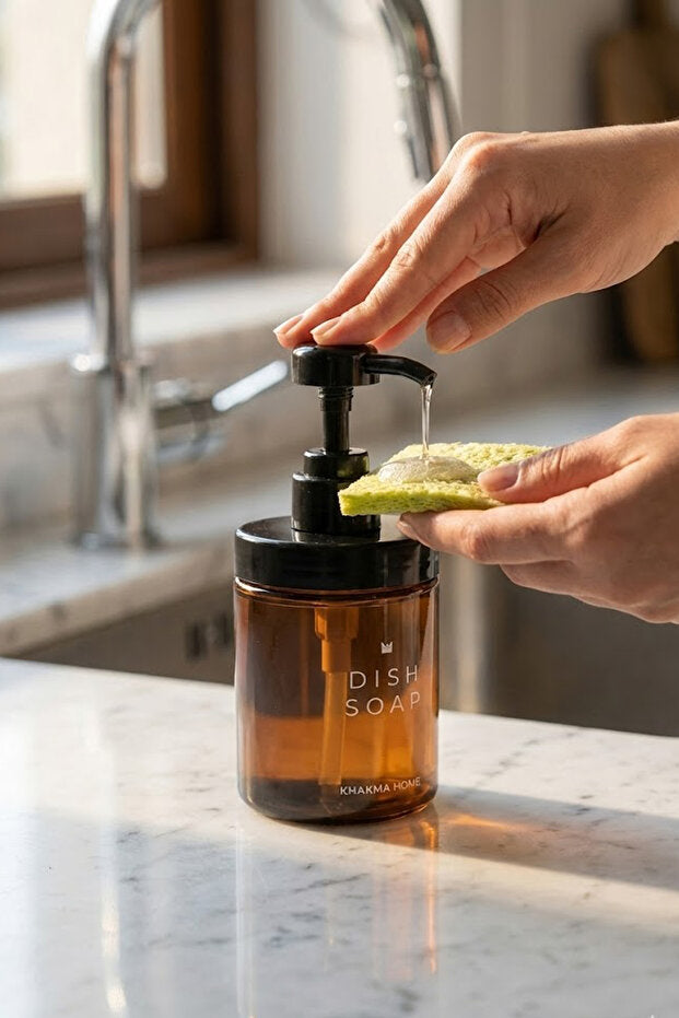 Amber Glass 250 ml Dish Soap Dispenser
