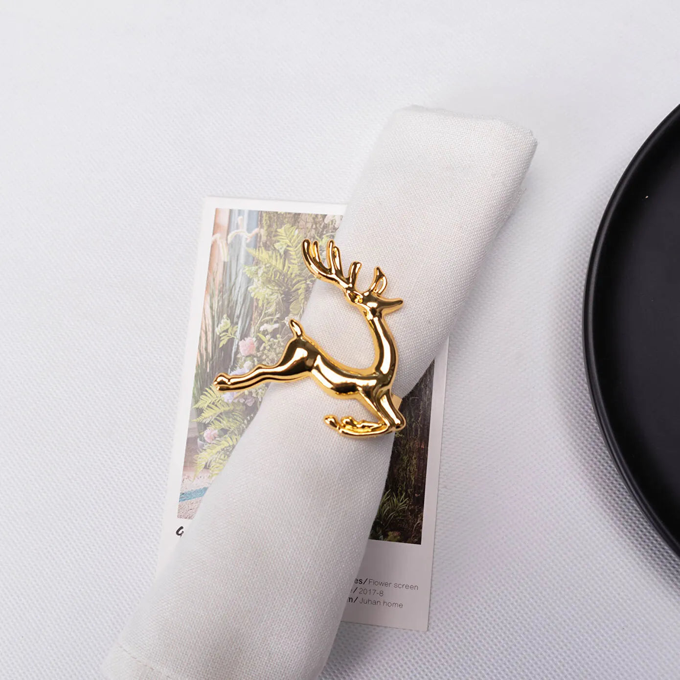 Deer 4 Piece Gold Napkin Ring