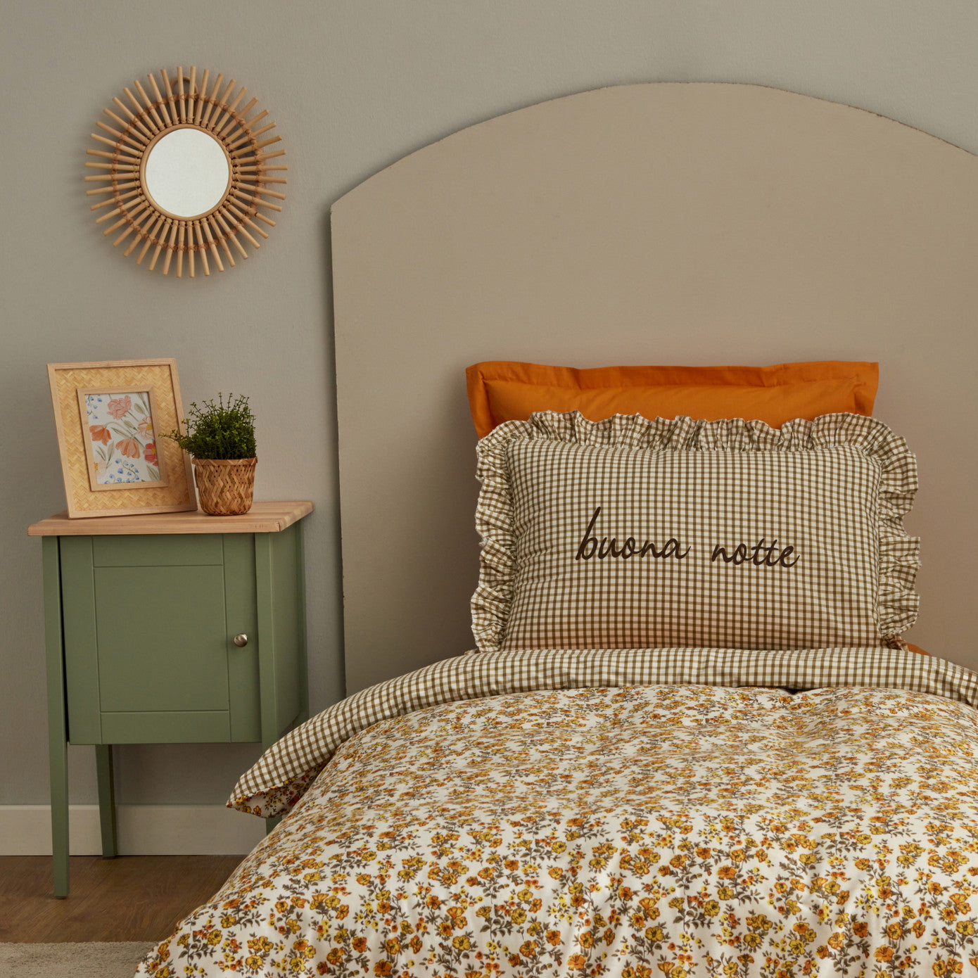 Buona Notte 100% Cotton Single Fitted Duvet Cover Set