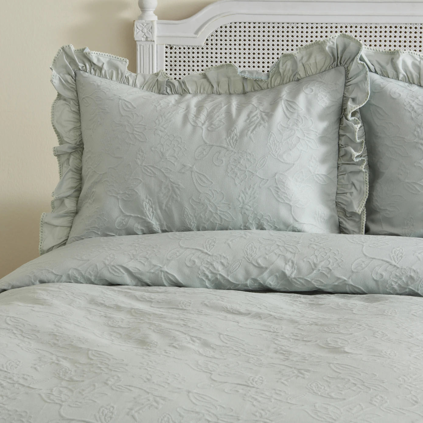 White Collection Tyra 100% Cotton Double Bedspread Green