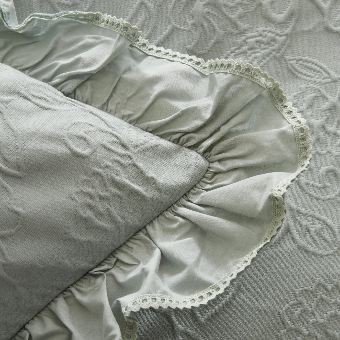 White Collection Tyra 100% Cotton Double Bedspread Green