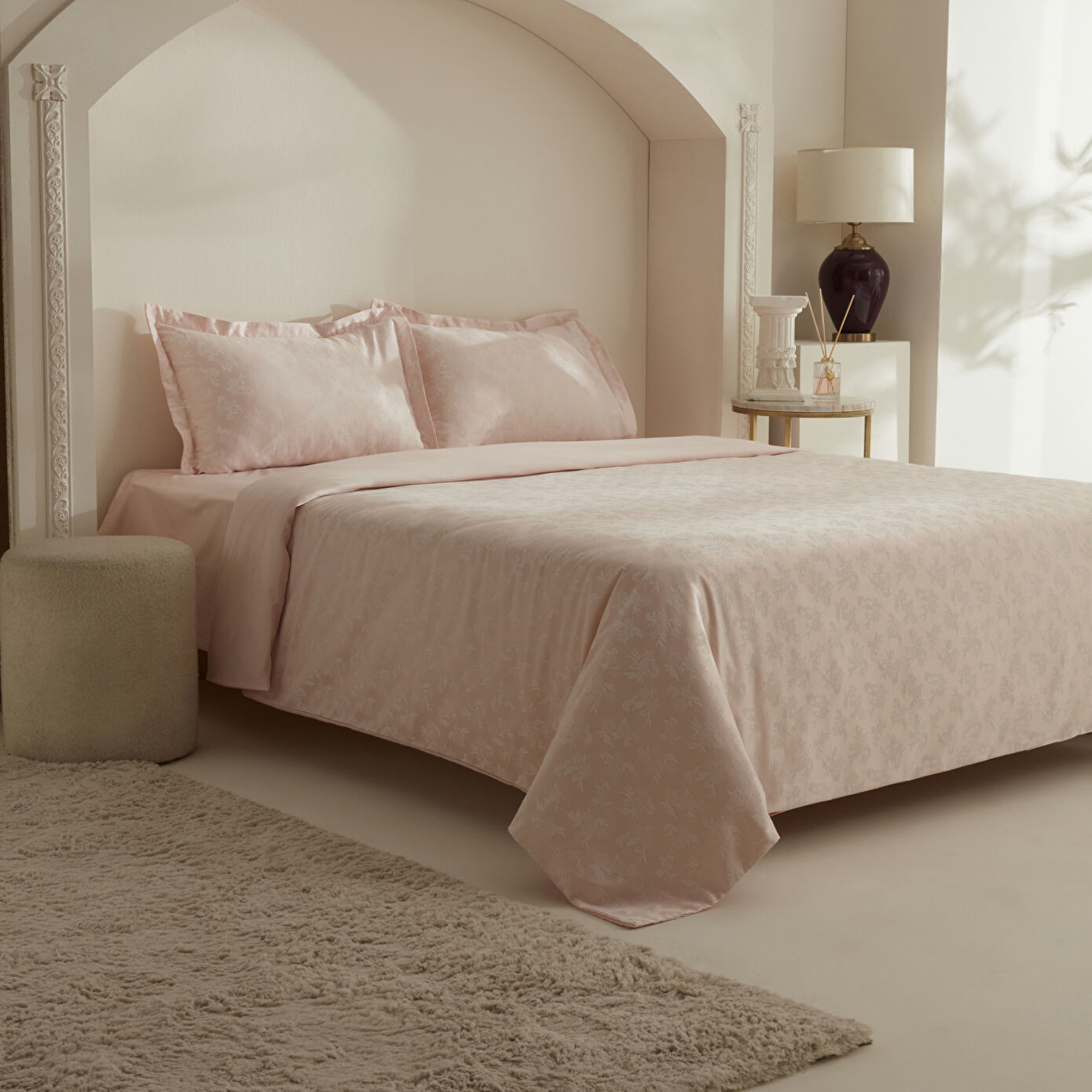 Viole Double Duvet Cover Set Powder