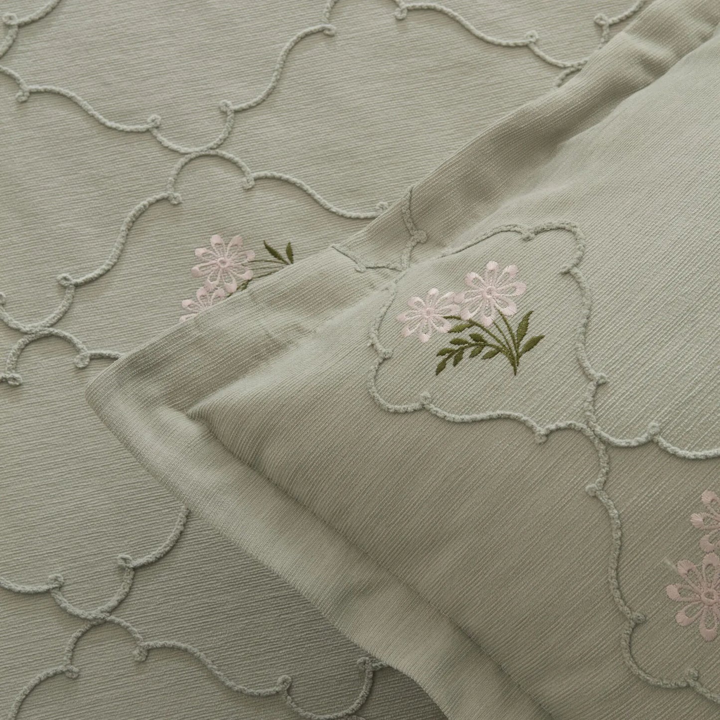 Myra Double Floral Bedspread Sage