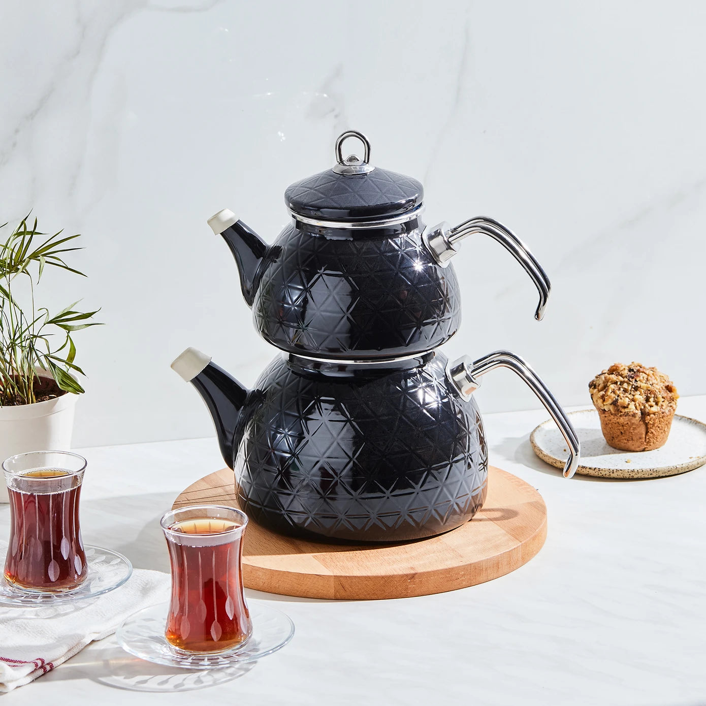 Crystal Induction Based Enamel Midi Teapot Set