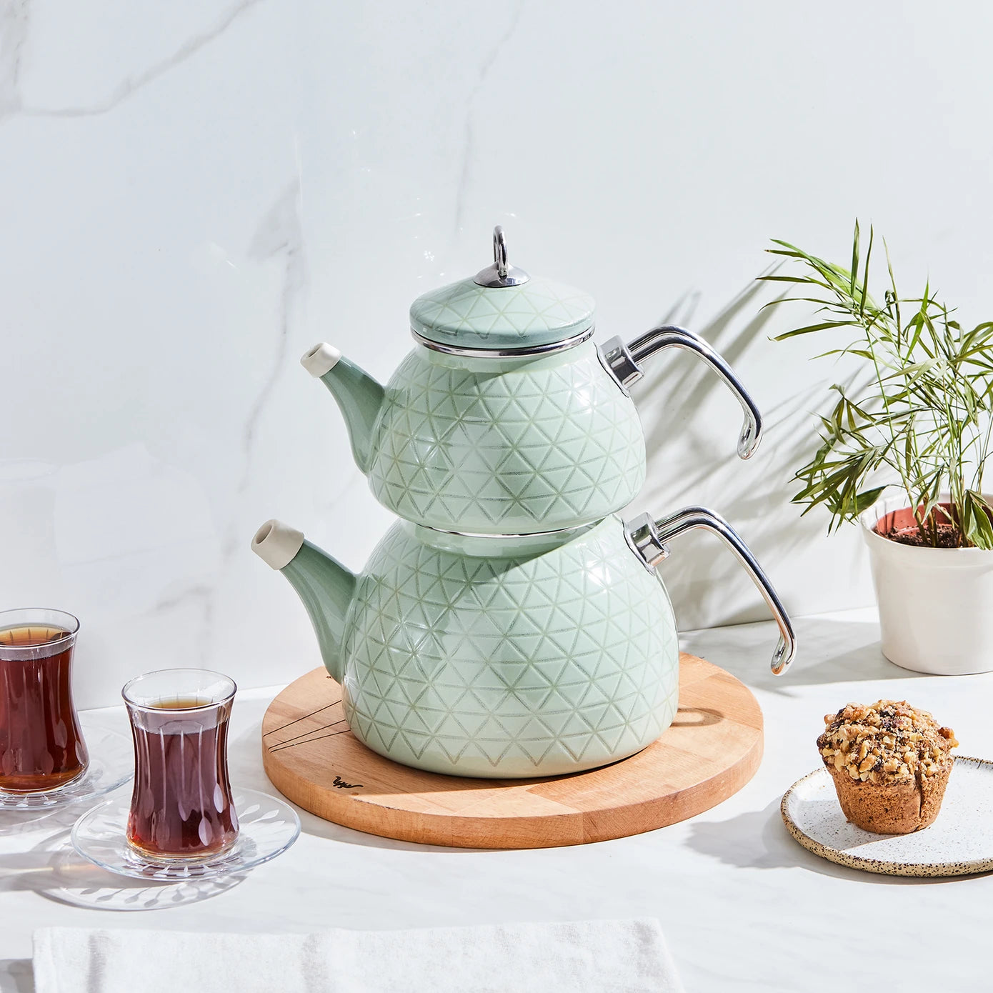 Crystal Induction Based Enamel Midi Teapot Set