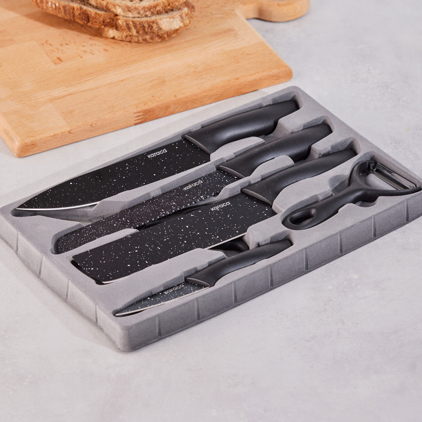 Black Stone 6 Piece Scissors and Peeler Knife Set