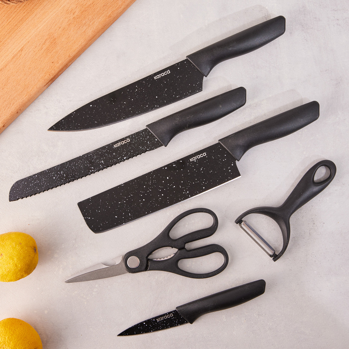 Black Stone 6 Piece Scissors and Peeler Knife Set