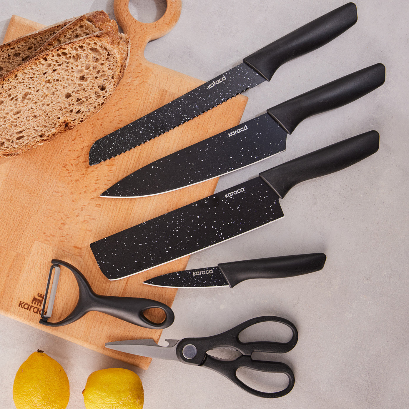 Black Stone 6 Piece Scissors and Peeler Knife Set