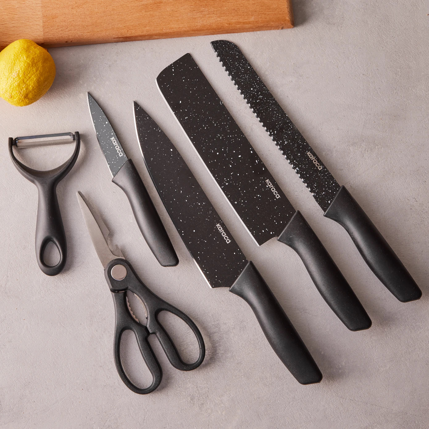 Black Stone 6 Piece Scissors and Peeler Knife Set