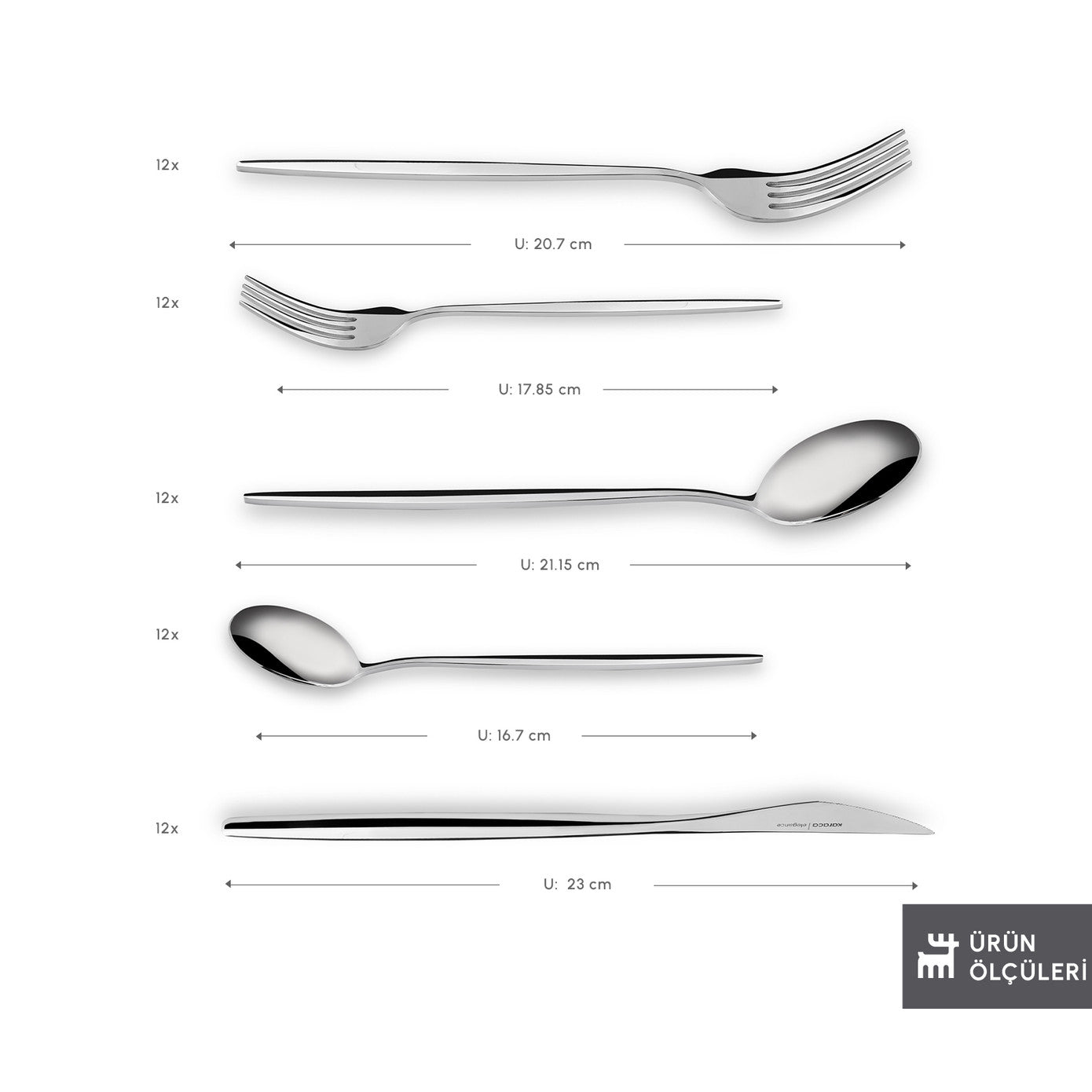 New Porto Platinum 12 Person 60 Piece Cutlery Set