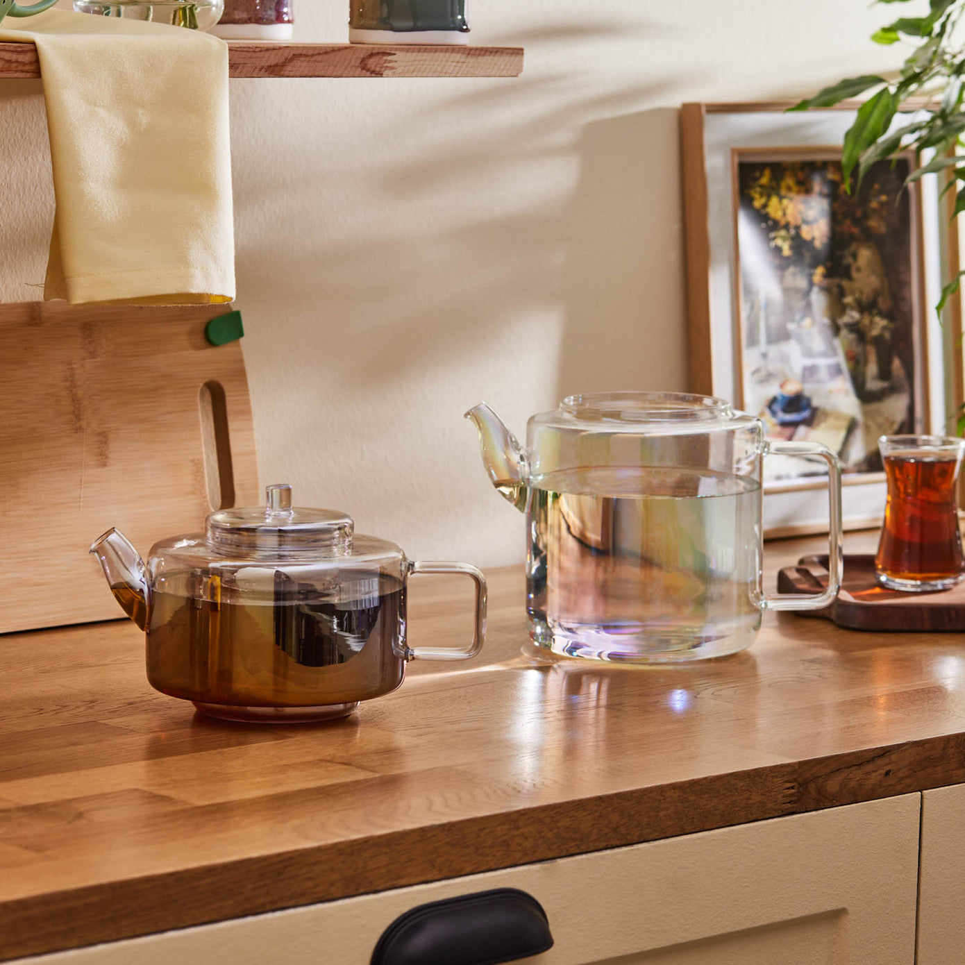 Flat Borosilicate Glass Teapot