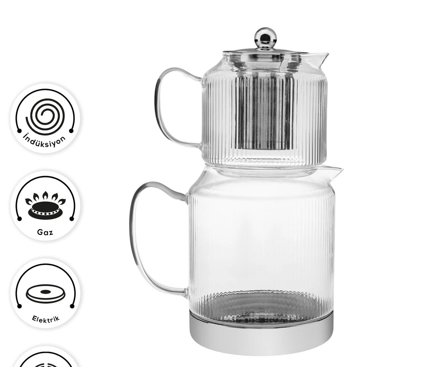 Kelly Borosilicate Glass Midi Teapot with Induction Base