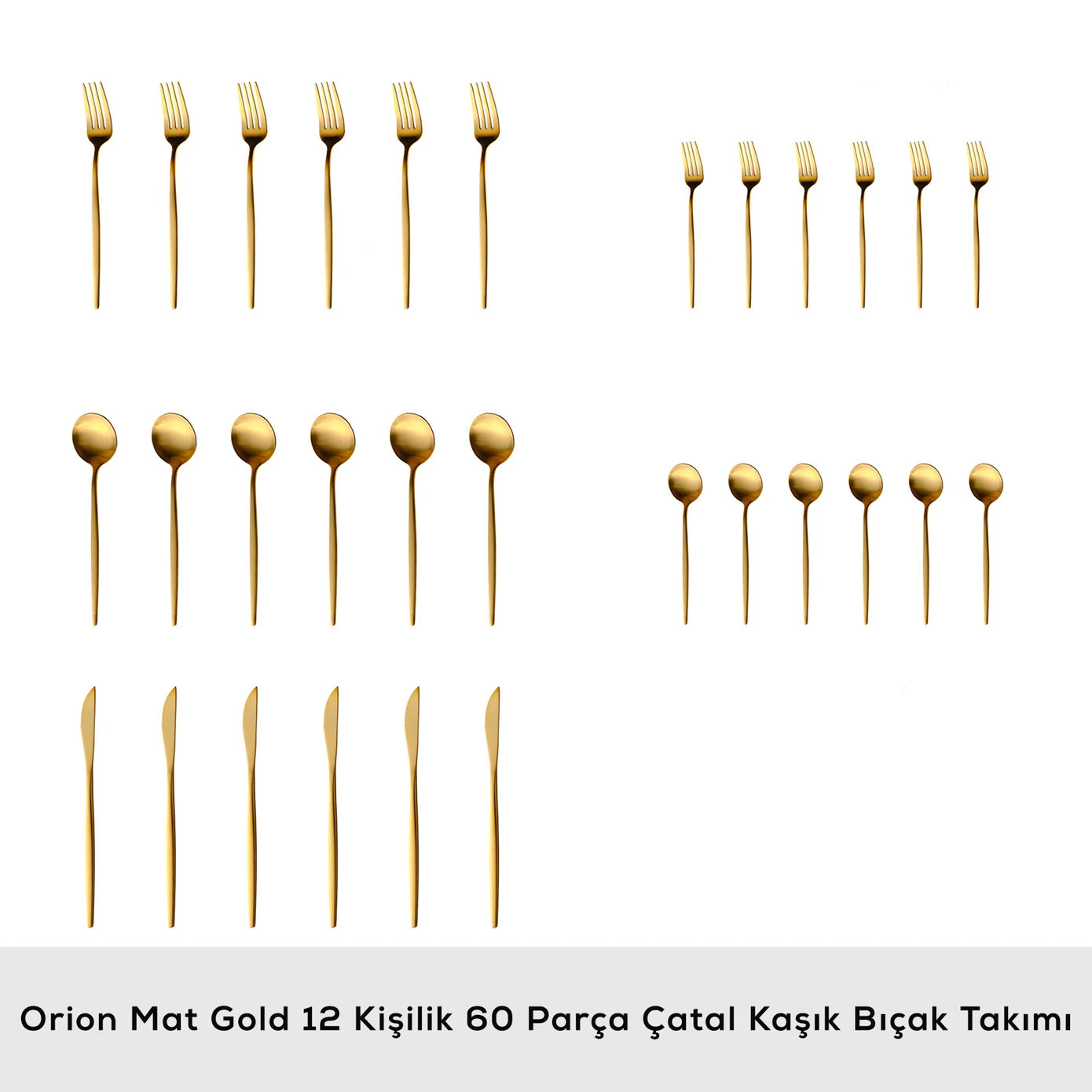 Orion Matte Gold 12 Person 60 Piece Cutlery Set