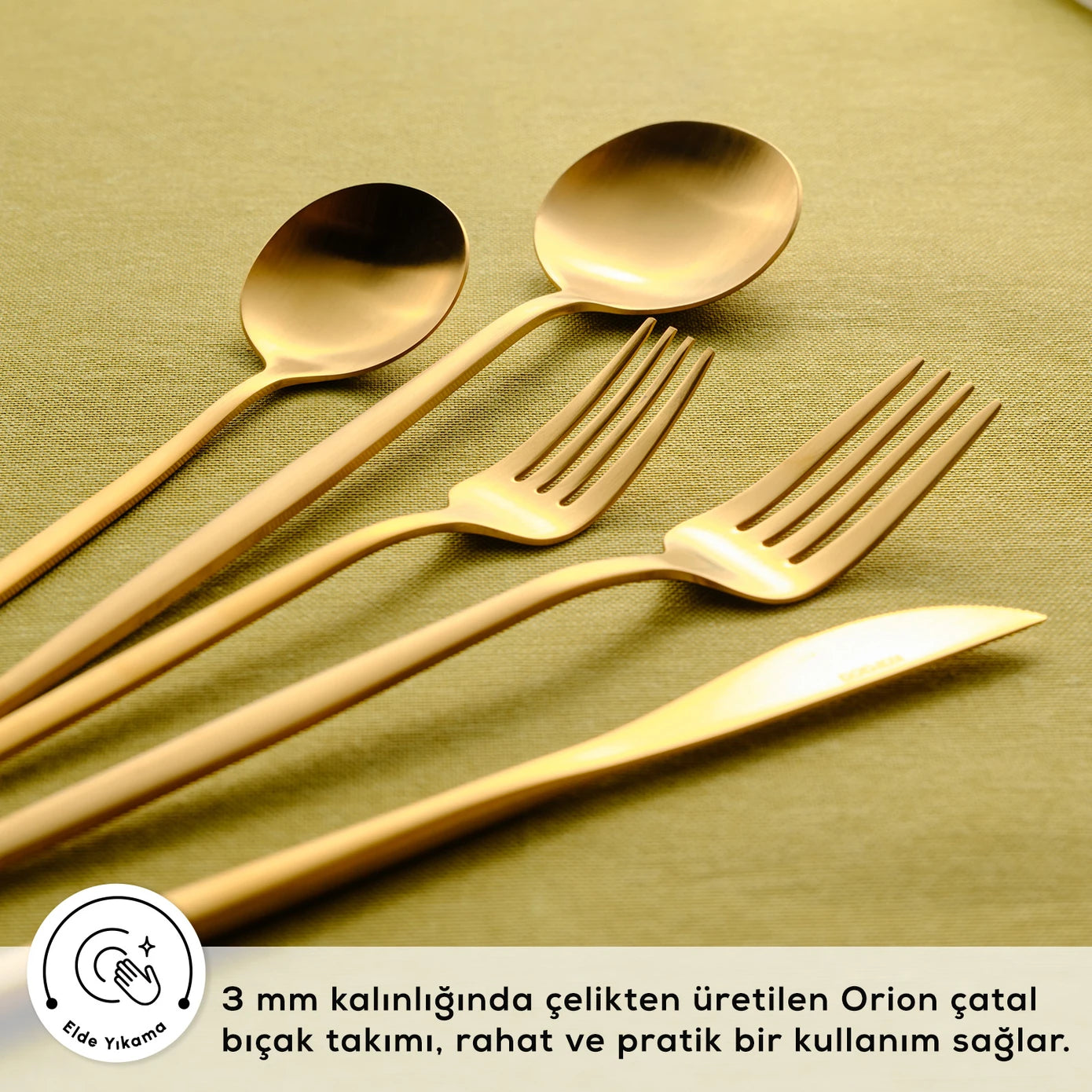 Orion Matte Gold 12 Person 60 Piece Cutlery Set