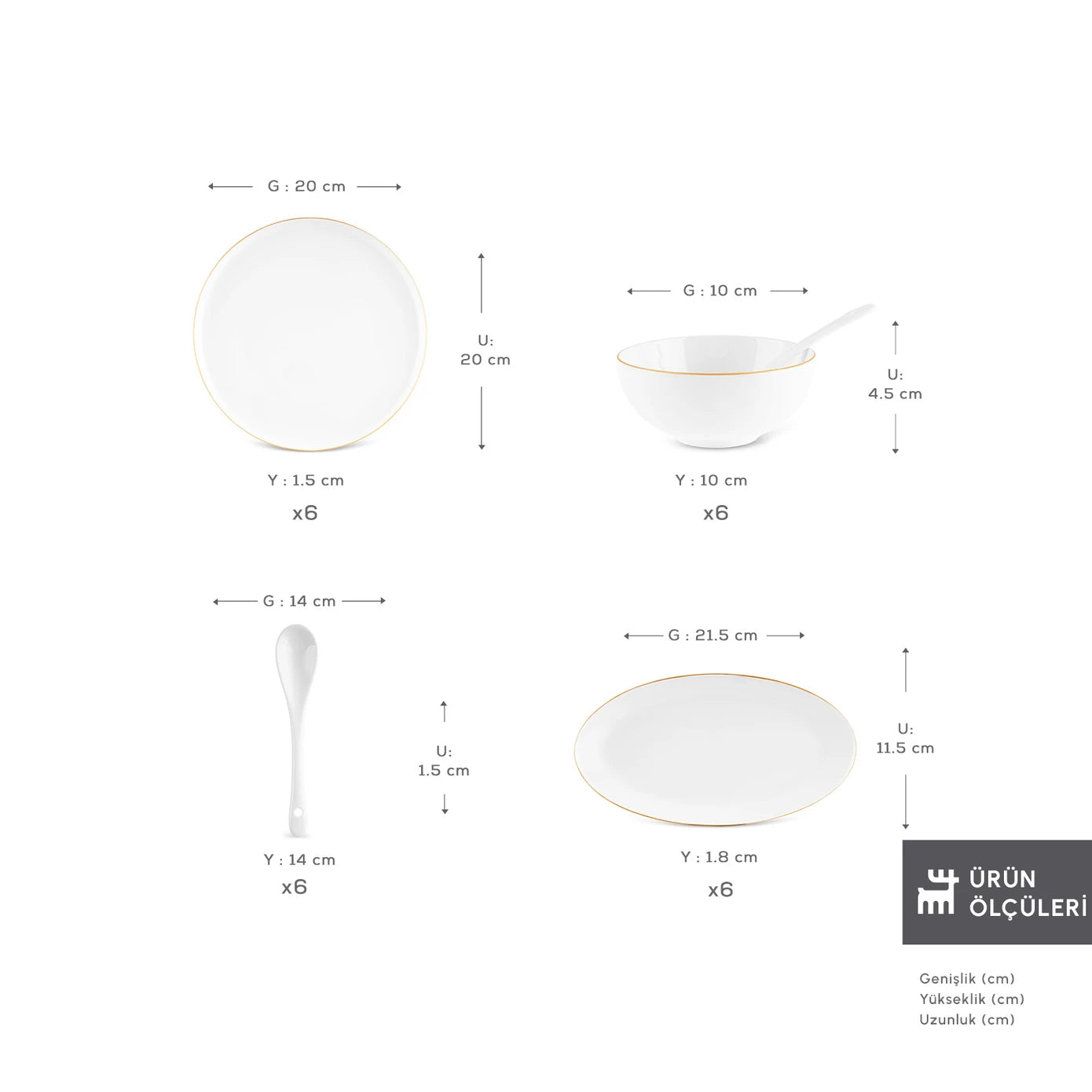 Forever Bone Fika 22 Piece 6 Person Breakfast Set Gold