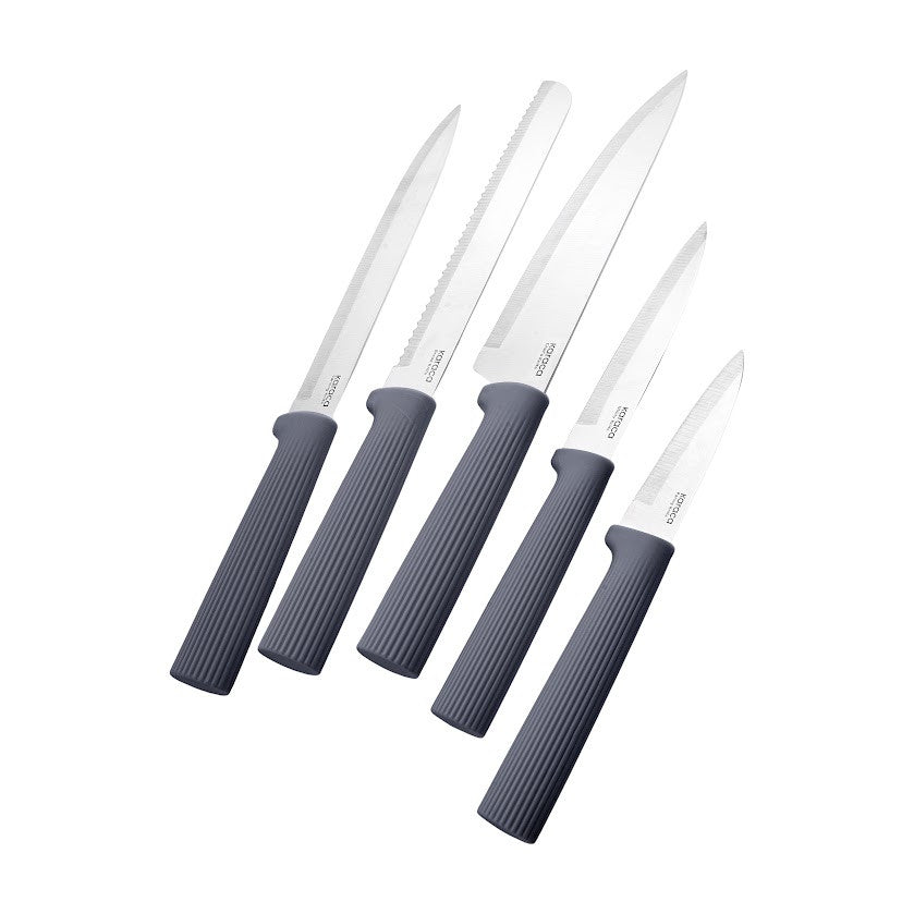 Karaca Massimo 12-Piece Knife Set with Cutting Board and Serving Set, Anthracite
