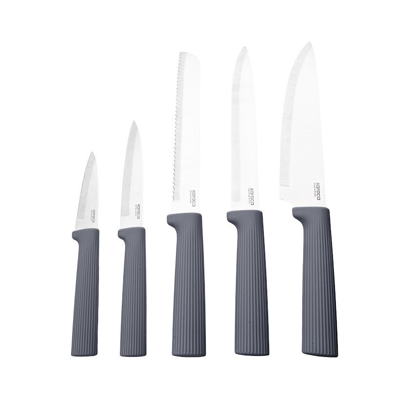 Karaca Massimo 12-Piece Knife Set with Cutting Board and Serving Set, Anthracite