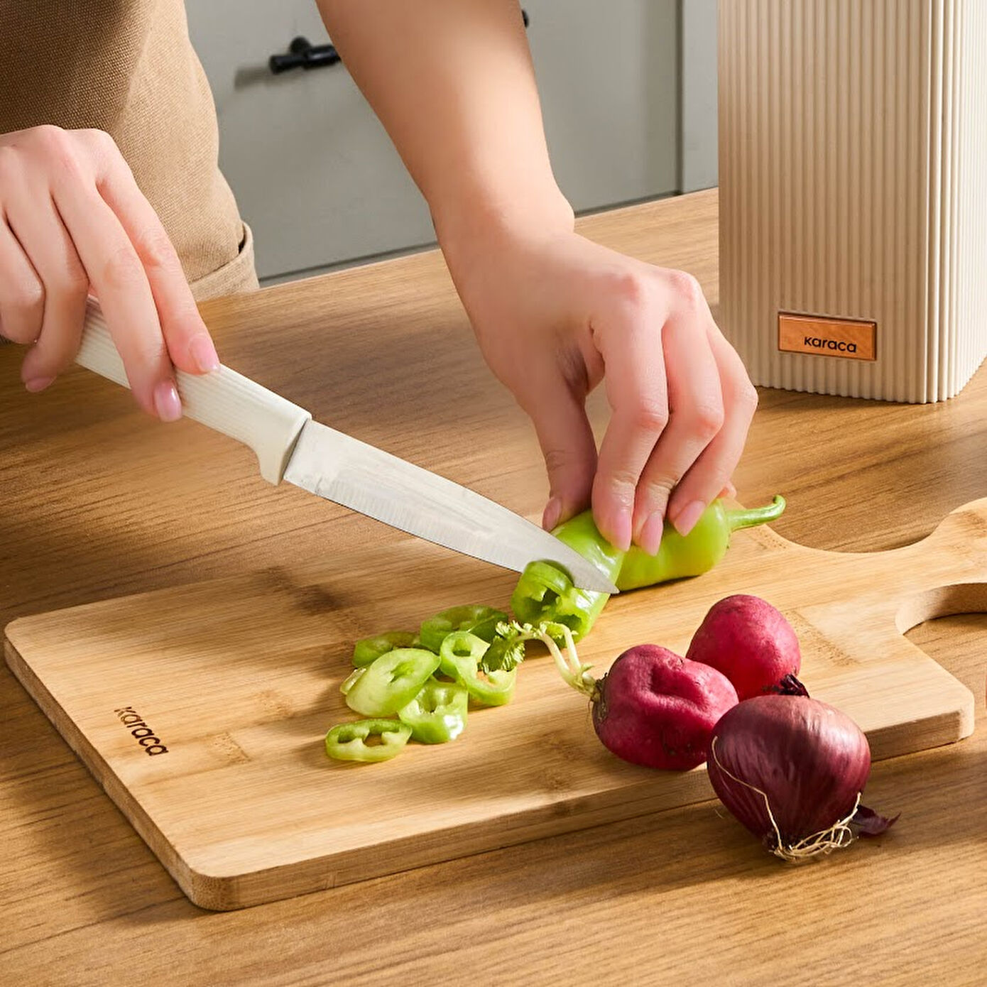 Karaca Massimo Line 6 Piece Knife Set Cream